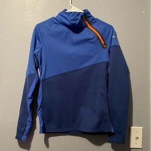 Nike Therma-Fit Asymmetrical 1/4 Zip Fleece Lined Pullover Blue